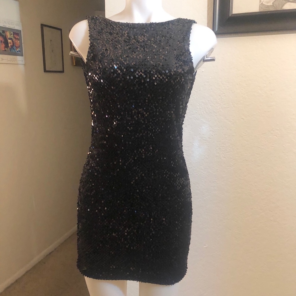 NWOT Tyche Black Sequins Mini Dress